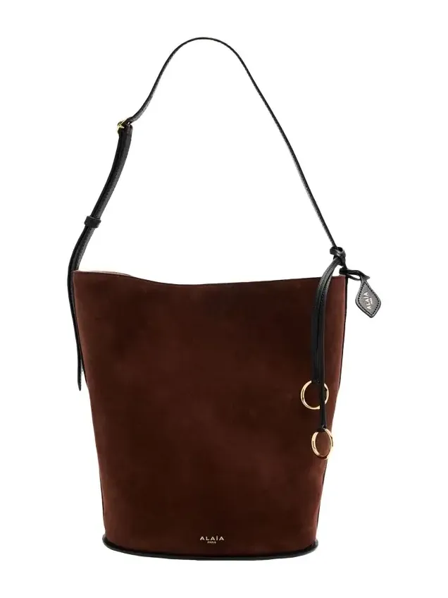Small Smooth Suede & Leather Curved Bucket Bag Small Smooth Suede & Leather Curved Bucket Bag
