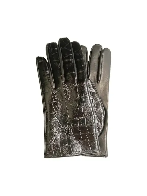 Croc-Embossed Nappa Leather Gloves Croc-Embossed Nappa Leather Gloves