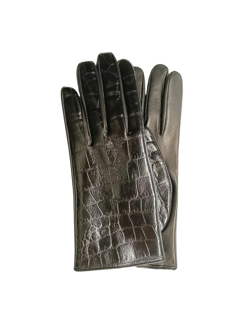 Guanti Giglio Fiorentino Croc-Embossed Nappa Leather Gloves