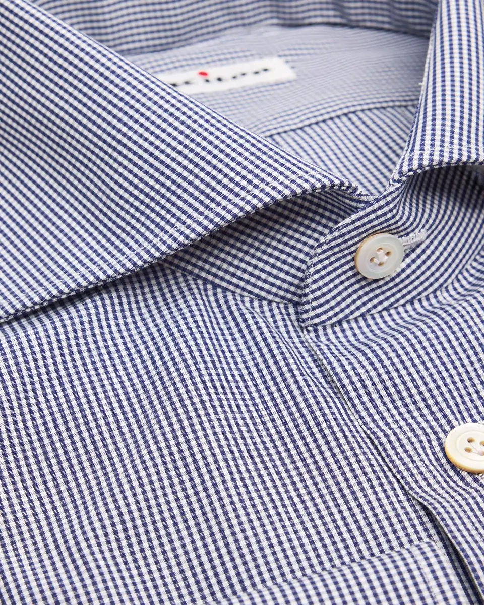 Kiton Men's Micro-Gingham Spread Collar Dress Shirt | Thumbnail 2 Kiton Men's Micro-Gingham Spread Collar Dress Shirt | Thumbnail 2