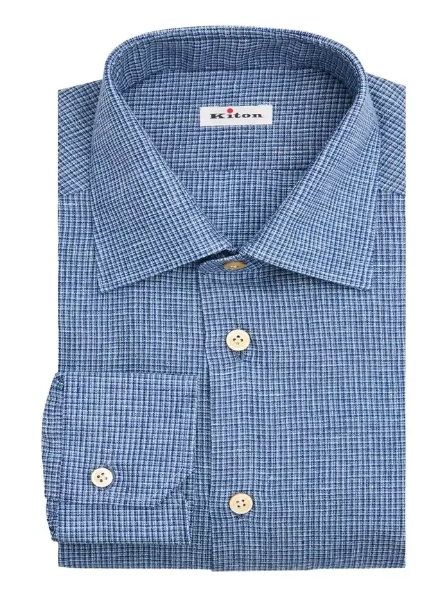 Men's Micro-Check Linen Blend Dress Shirt Men's Micro-Check Linen Blend Dress Shirt