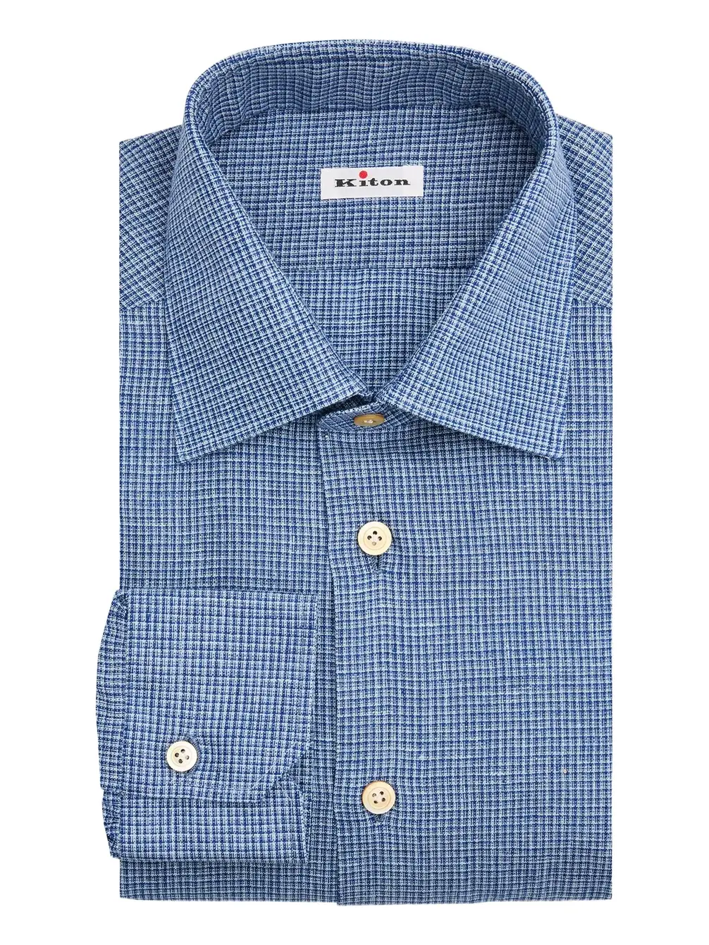 Men's Micro-Check Linen Blend Dress Shirt