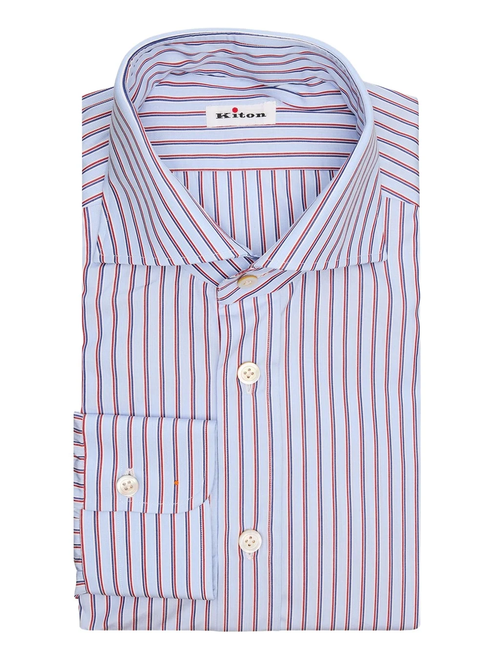 Kiton Men's Multi-Stripe Cotton Spread Collar Dress Shirt