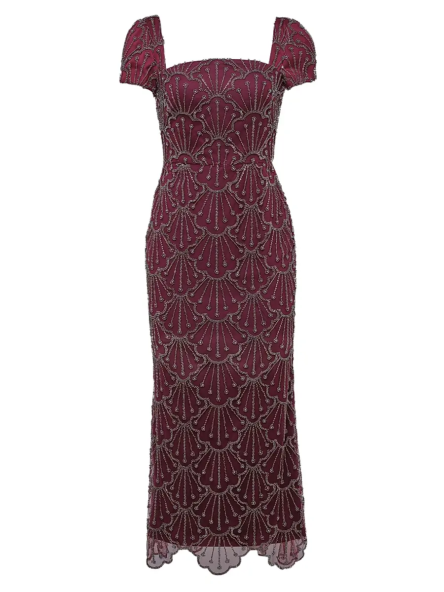THEIA Women's Serena Beaded Cocktail Dress