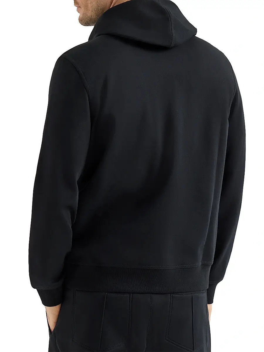 Brunello Cucinelli Men's Techno Cotton French Terry Hooded Sweatshirt with Zipper | Thumbnail 3 Brunello Cucinelli Men's Techno Cotton French Terry Hooded Sweatshirt with Zipper | Thumbnail 3