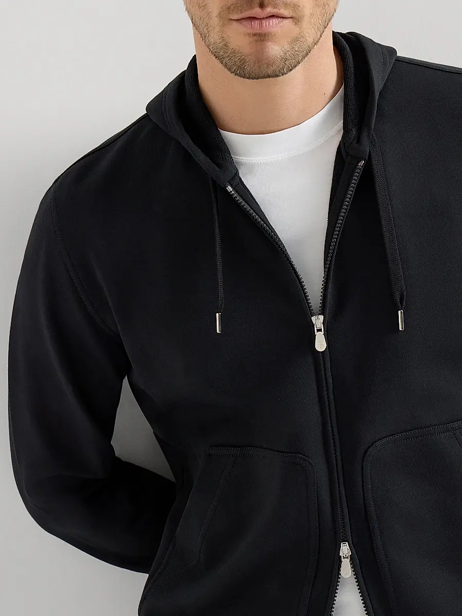 Brunello Cucinelli Men's Techno Cotton French Terry Hooded Sweatshirt with Zipper | Thumbnail 5 Brunello Cucinelli Men's Techno Cotton French Terry Hooded Sweatshirt with Zipper | Thumbnail 5
