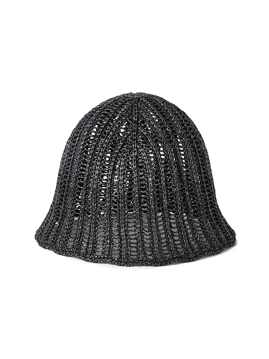 Brunello Cucinelli Women's Techno Raffia Bucket Hat - Black | Image 1 Brunello Cucinelli Women's Techno Raffia Bucket Hat - Black | Image 1
