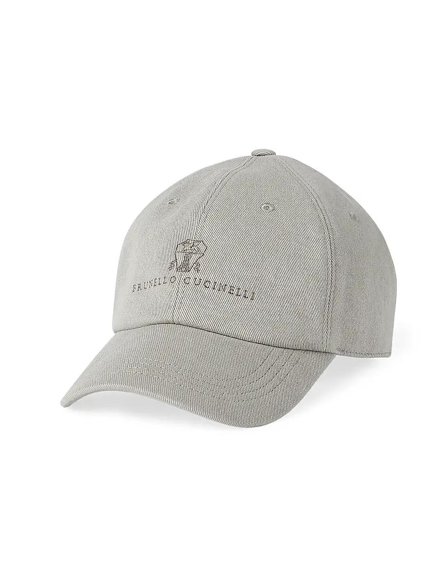 Brunello Cucinelli Men's Garment Dyed Baseball Cap in Denim | Image 1 Brunello Cucinelli Men's Garment Dyed Baseball Cap in Denim | Image 1