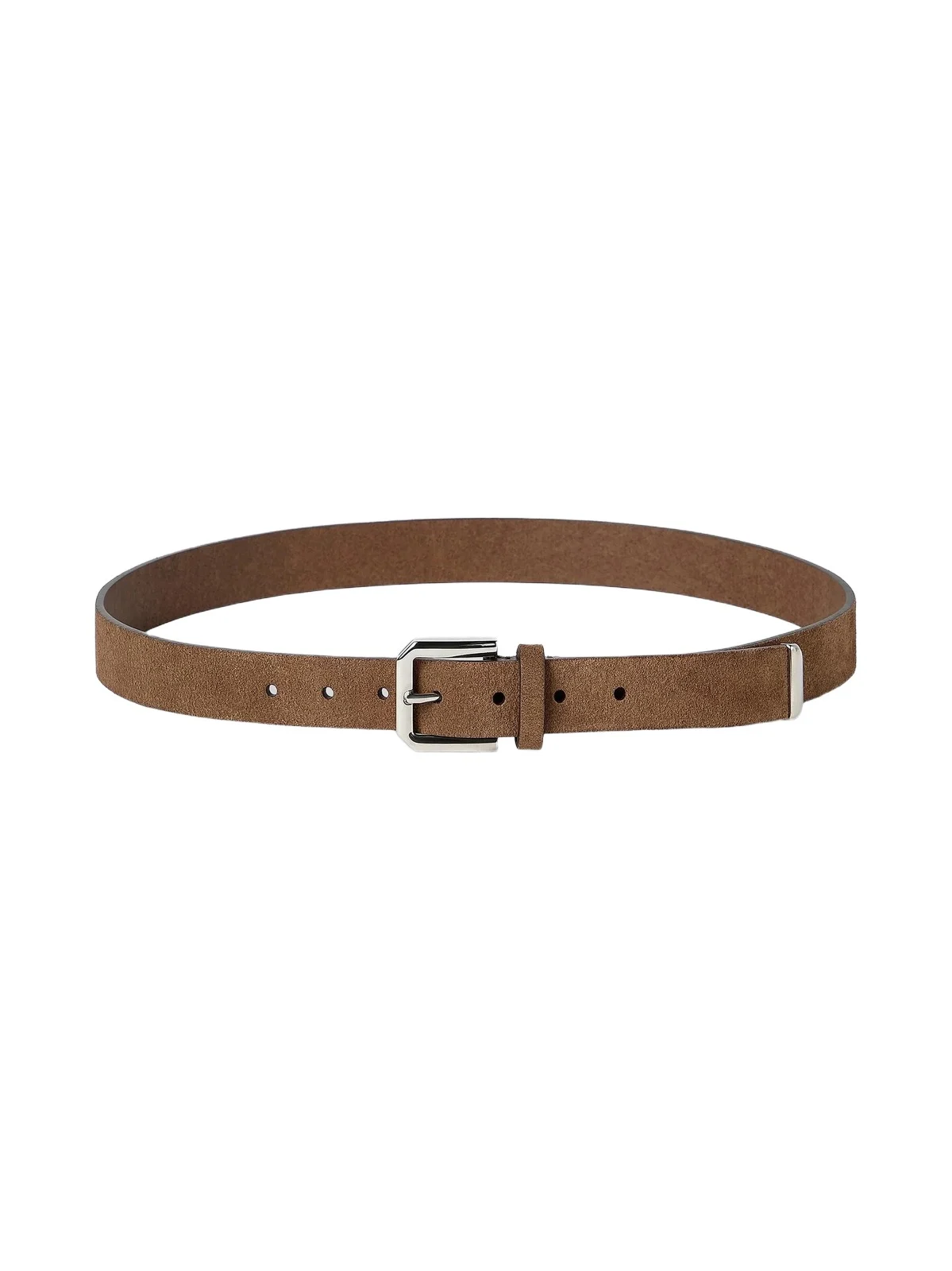 Men's Reversed Leather Belt with Square Buckle and Tip - Chestnut Men's Reversed Leather Belt with Square Buckle and Tip - Chestnut