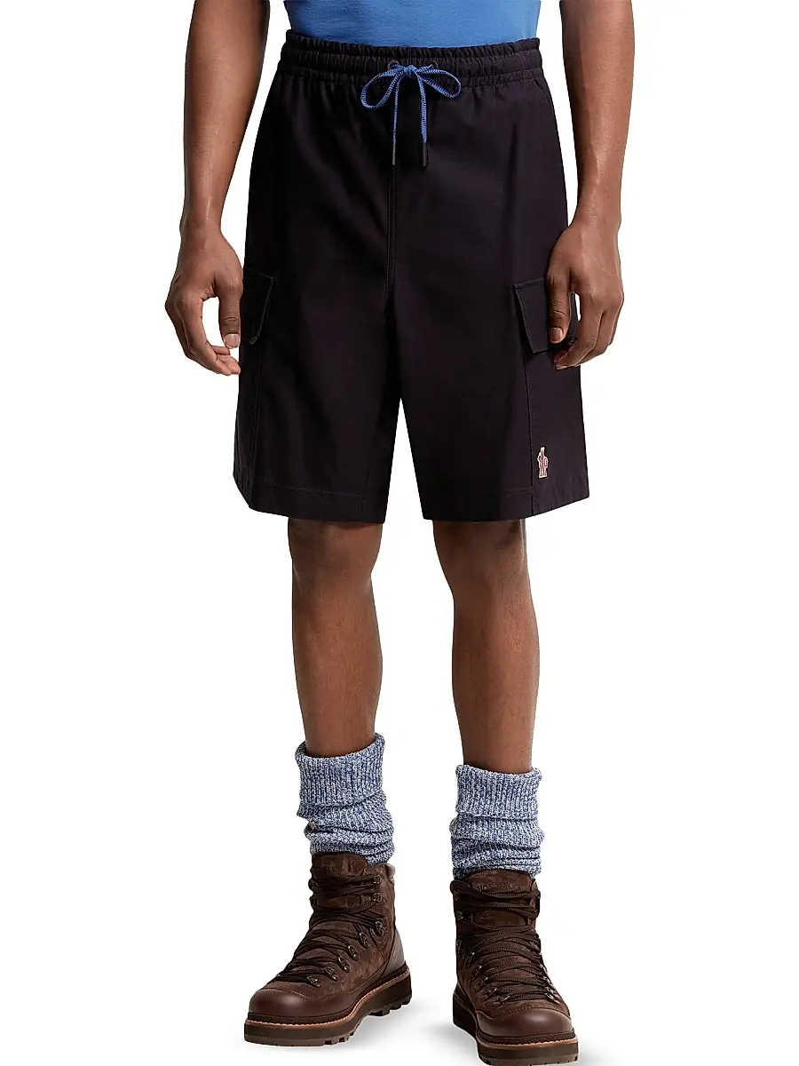Moncler Grenoble Men's Shorts in Cotton Gabardine - Navy Blue | Thumbnail 2 Moncler Grenoble Men's Shorts in Cotton Gabardine - Navy Blue | Thumbnail 2