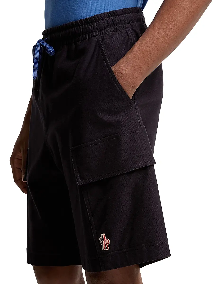 Moncler Grenoble Men's Shorts in Cotton Gabardine - Navy Blue | Thumbnail 4 Moncler Grenoble Men's Shorts in Cotton Gabardine - Navy Blue | Thumbnail 4