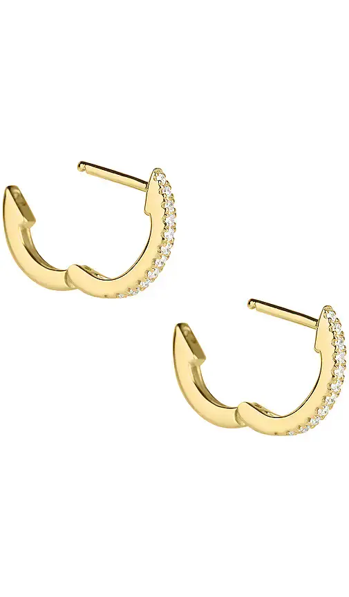 STONE AND STRAND White Diamond Pave Huggie Earrings | Thumbnail 2 STONE AND STRAND White Diamond Pave Huggie Earrings | Thumbnail 2