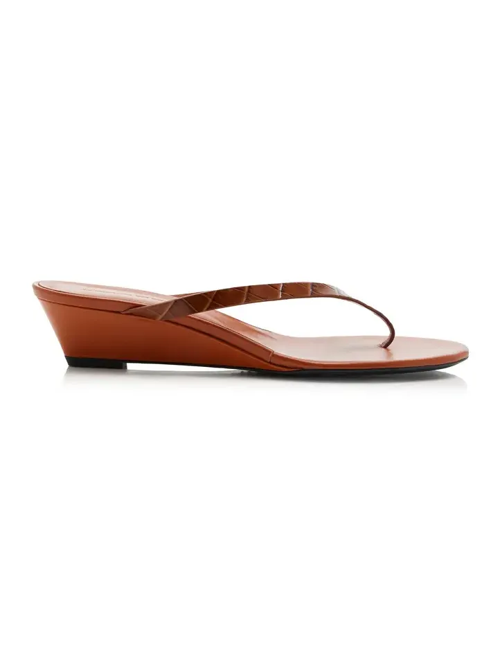 Scala Embossed-Leather Wedge Sandals Scala Embossed-Leather Wedge Sandals