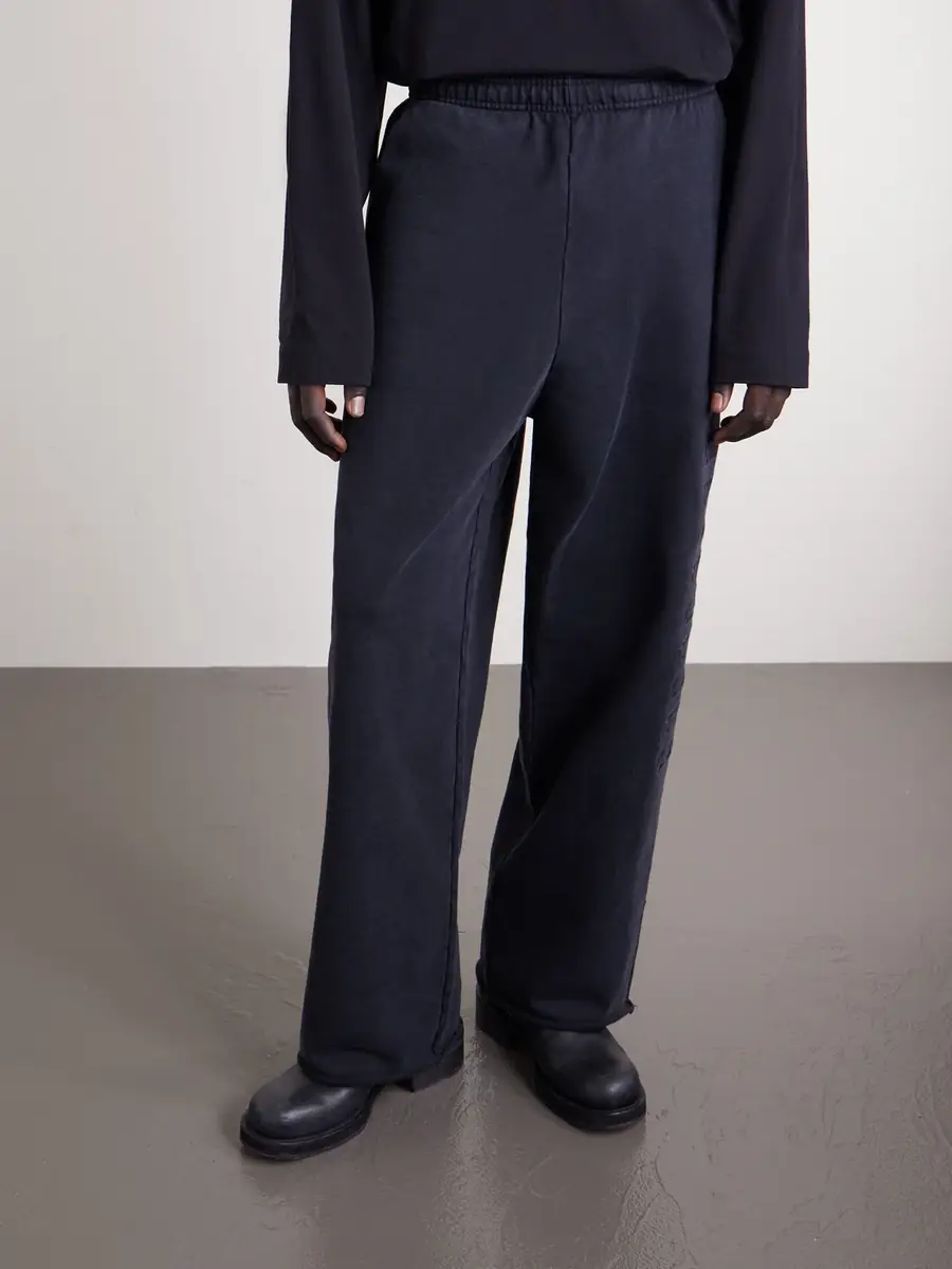 Vetements Straight-Leg Logo-Embroidered Cotton-Jersey Sweatpants - Men | Thumbnail 3