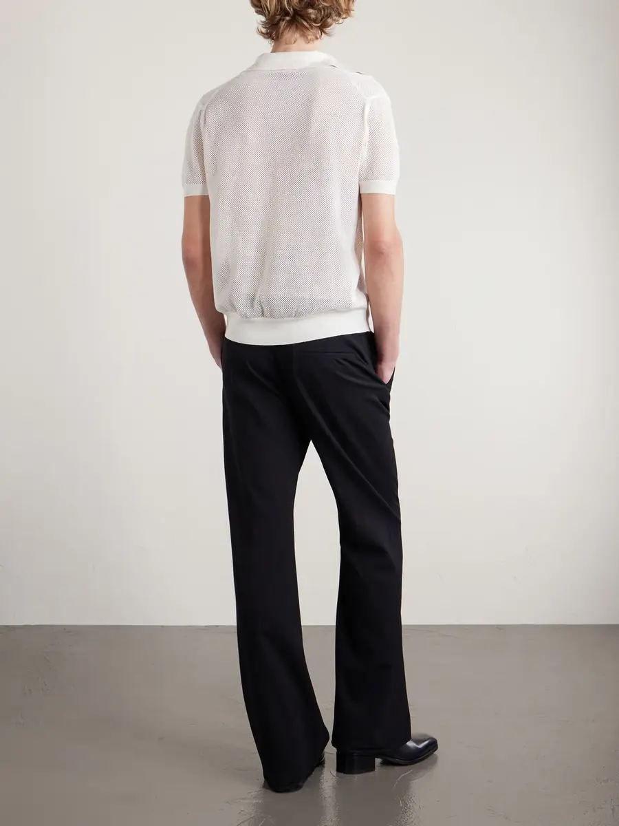 Tom Ford Open-Knit Sea Island Cotton and Silk-Blend Polo Shirt - Men | Thumbnail 4 Tom Ford Open-Knit Sea Island Cotton and Silk-Blend Polo Shirt - Men | Thumbnail 4