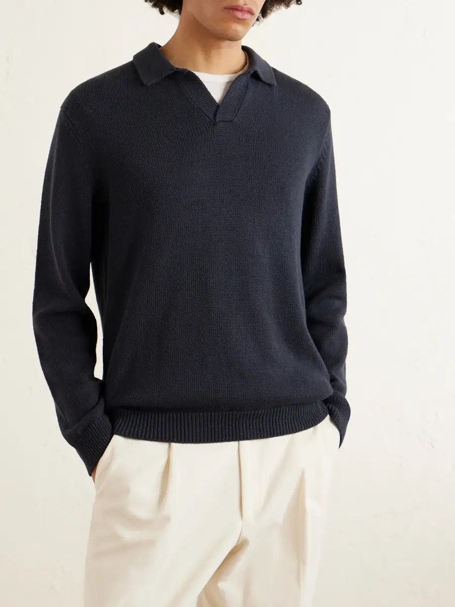 ELEVENTY Cotton and Silk-Blend Polo Sweater - Men | Thumbnail 3