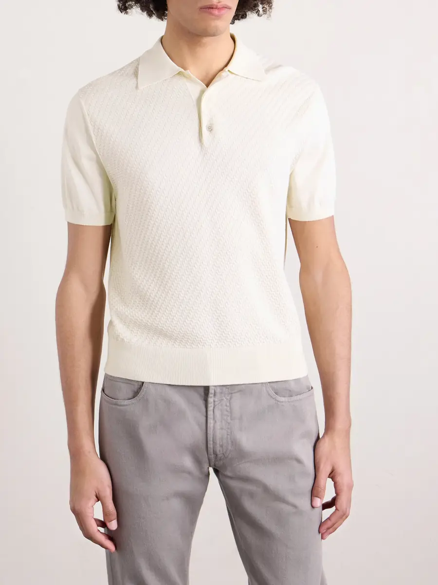 Canali Cotton and Silk-Blend Polo Shirt - Men | Thumbnail 3