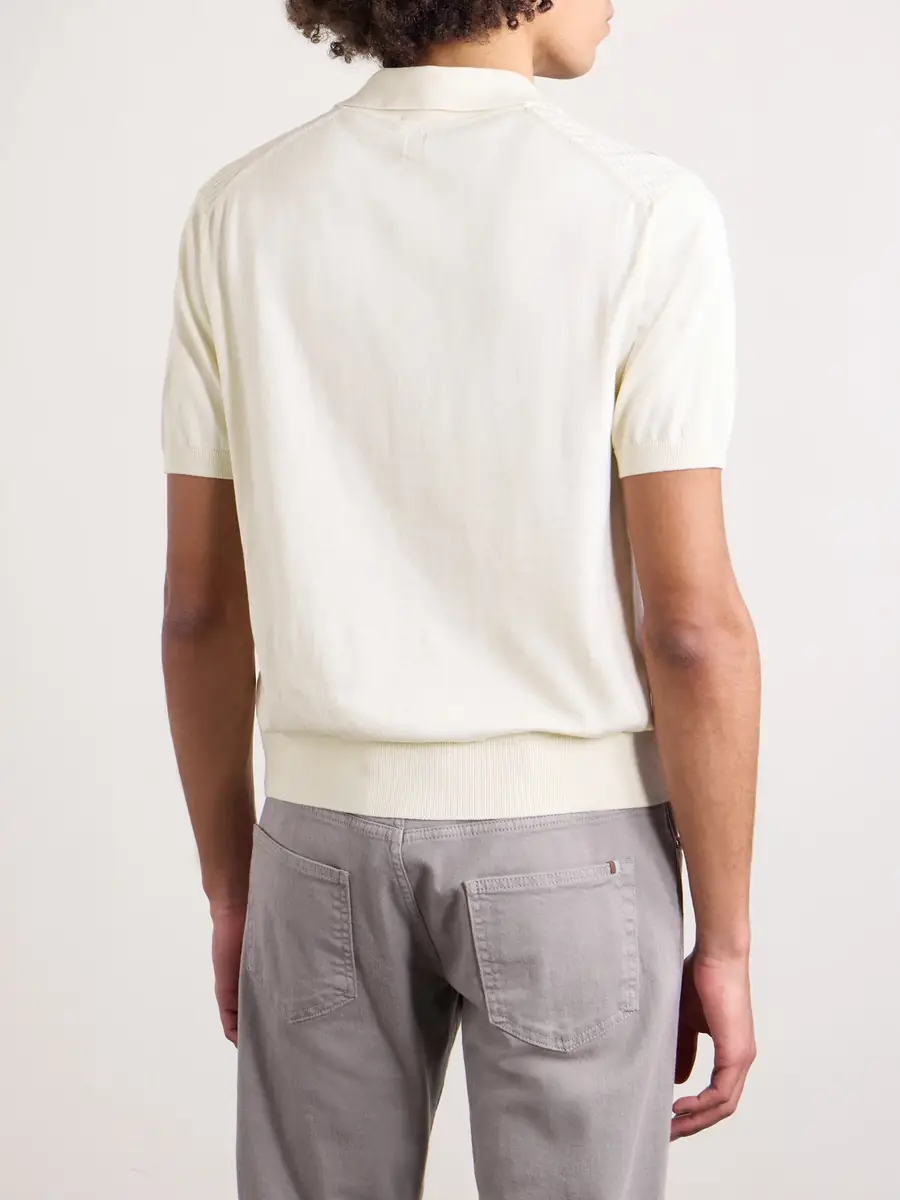 Canali Cotton and Silk-Blend Polo Shirt - Men | Thumbnail 4