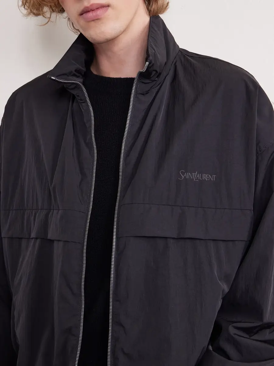 Saint Laurent Logo-Print Shell Blouson Jacket IT 46 | Thumbnail 5