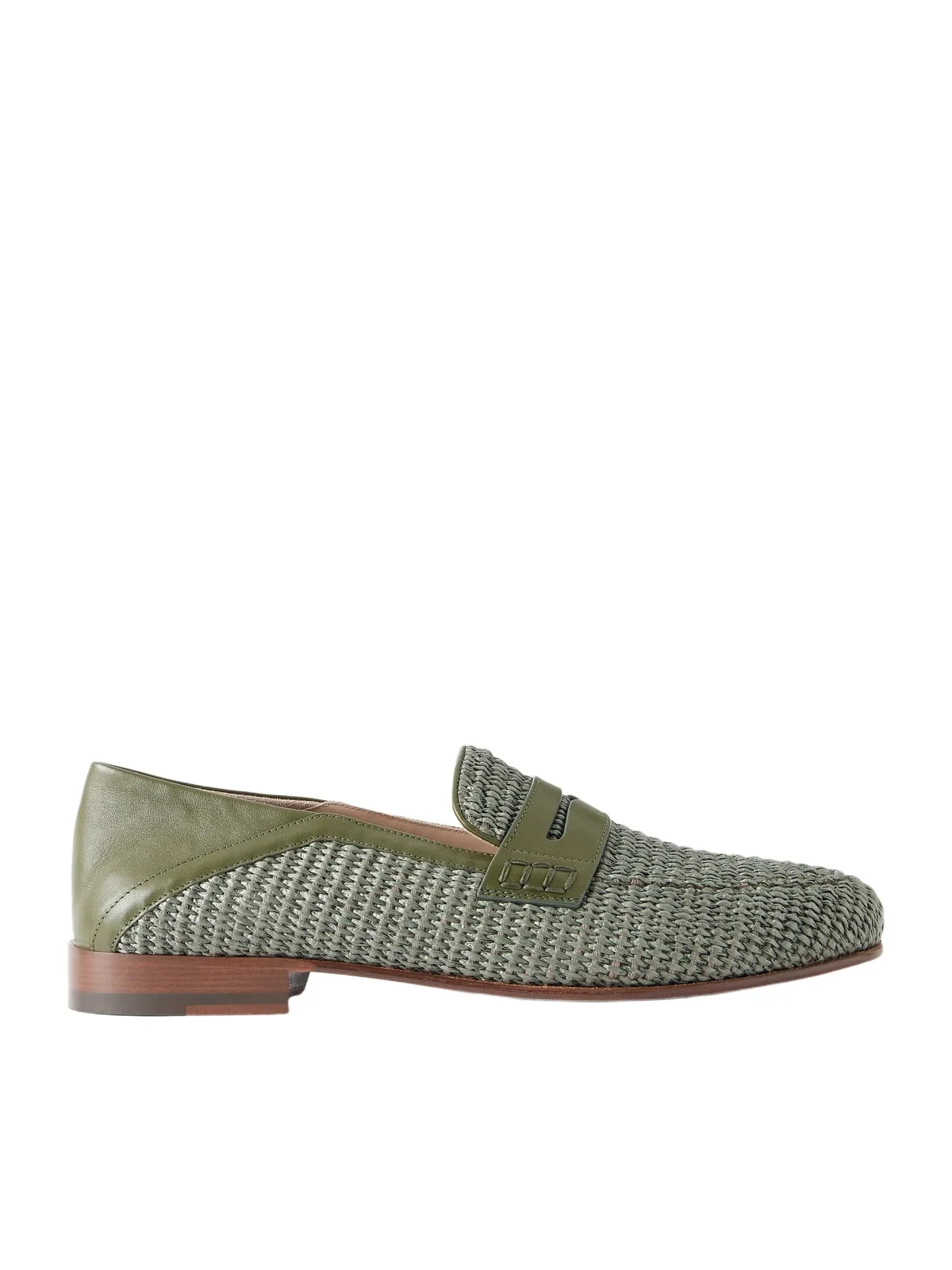 Manolo Blahnik Padstow Collapsible-Heel Leather-Trimmed Raffia Loafers - Men