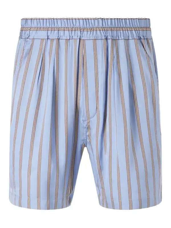 Straight-Leg Striped Silk-Twill Shorts - Men Straight-Leg Striped Silk-Twill Shorts - Men