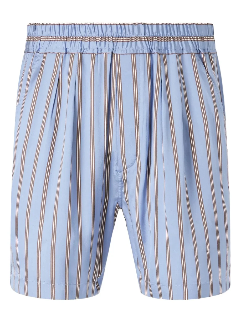 Straight-Leg Striped Silk-Twill Shorts - Men Straight-Leg Striped Silk-Twill Shorts - Men
