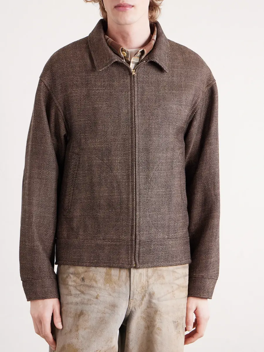 Visvim Strato Leather-Trimmed Linen and Wool-Blend Twill Jacket - Men | Thumbnail 3