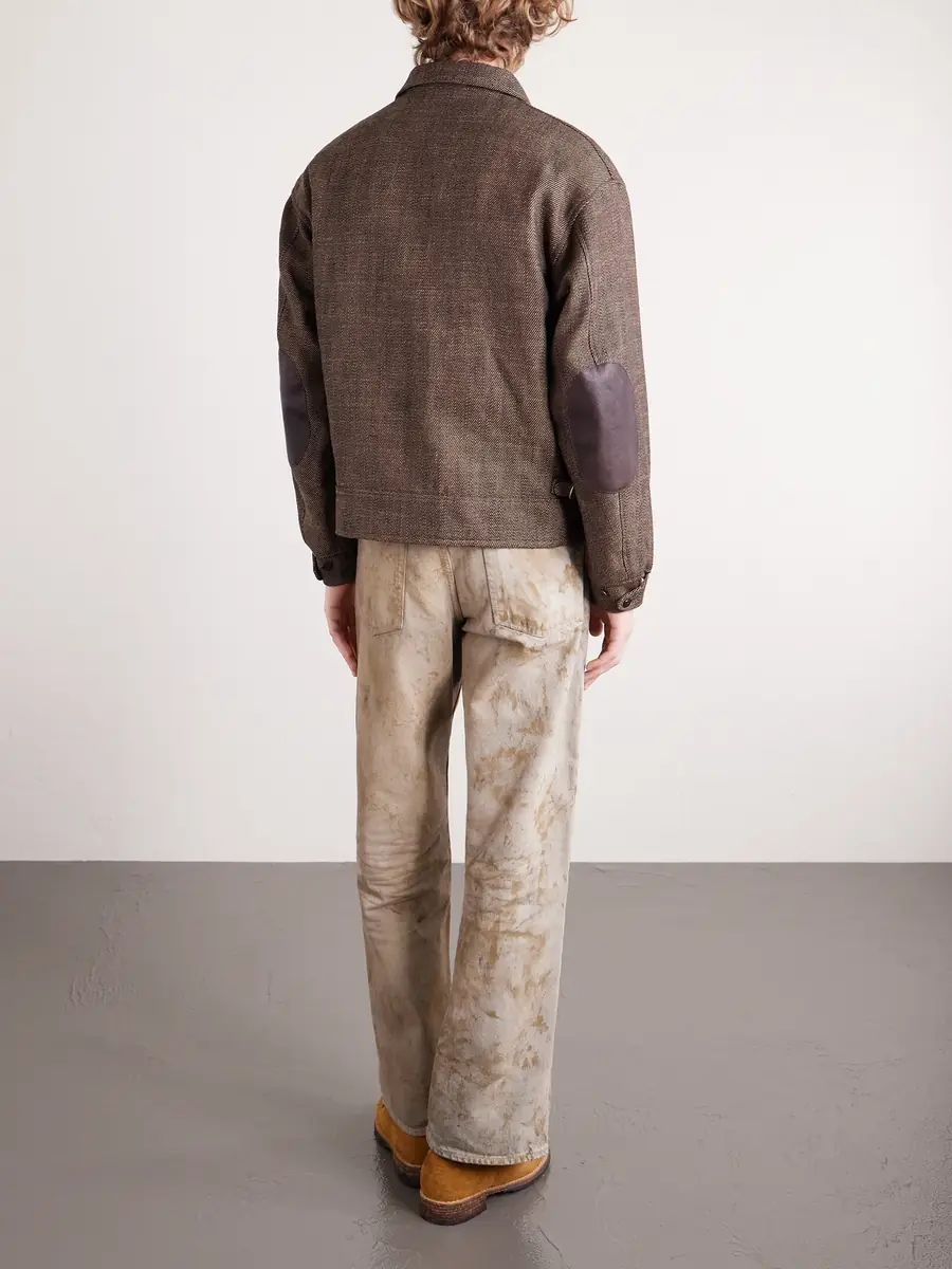 Visvim Strato Leather-Trimmed Linen and Wool-Blend Twill Jacket - Men | Thumbnail 4