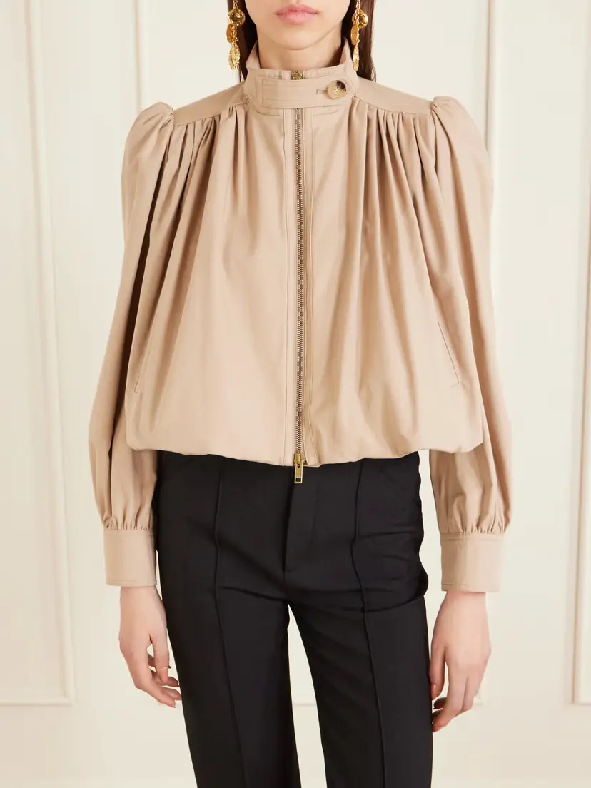 Chloé Cropped Gathered Organic Cotton-canvas Jacket | Thumbnail 3 Chloé Cropped Gathered Organic Cotton-canvas Jacket | Thumbnail 3