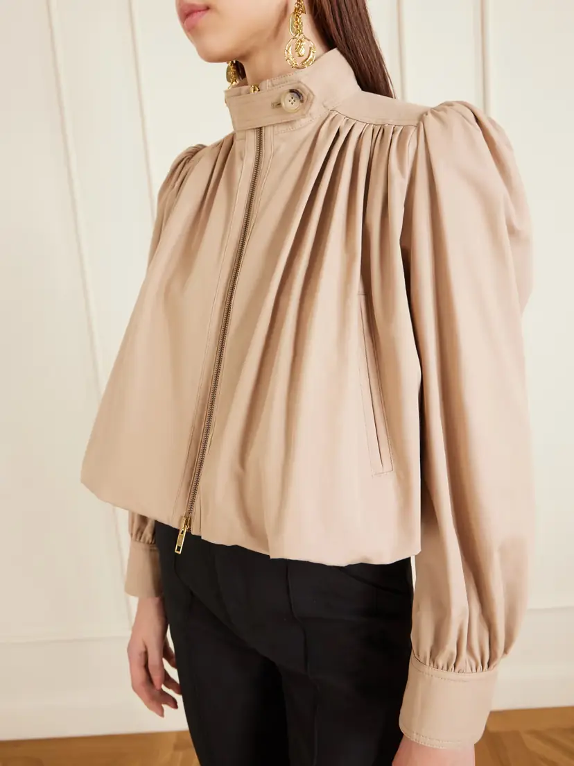 Chloé Cropped Gathered Organic Cotton-canvas Jacket | Thumbnail 5 Chloé Cropped Gathered Organic Cotton-canvas Jacket | Thumbnail 5