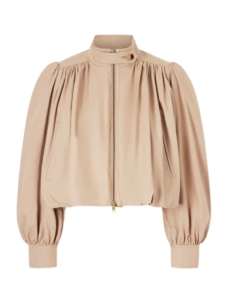 Cropped Gathered Organic Cotton-canvas Jacket