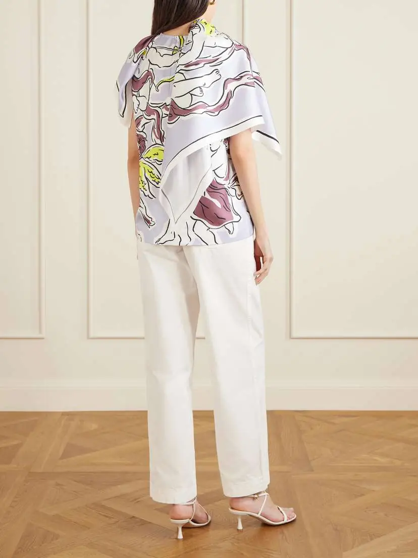 Tory Burch Cape-effect Printed Silk-twill Top | Thumbnail 4 Tory Burch Cape-effect Printed Silk-twill Top | Thumbnail 4