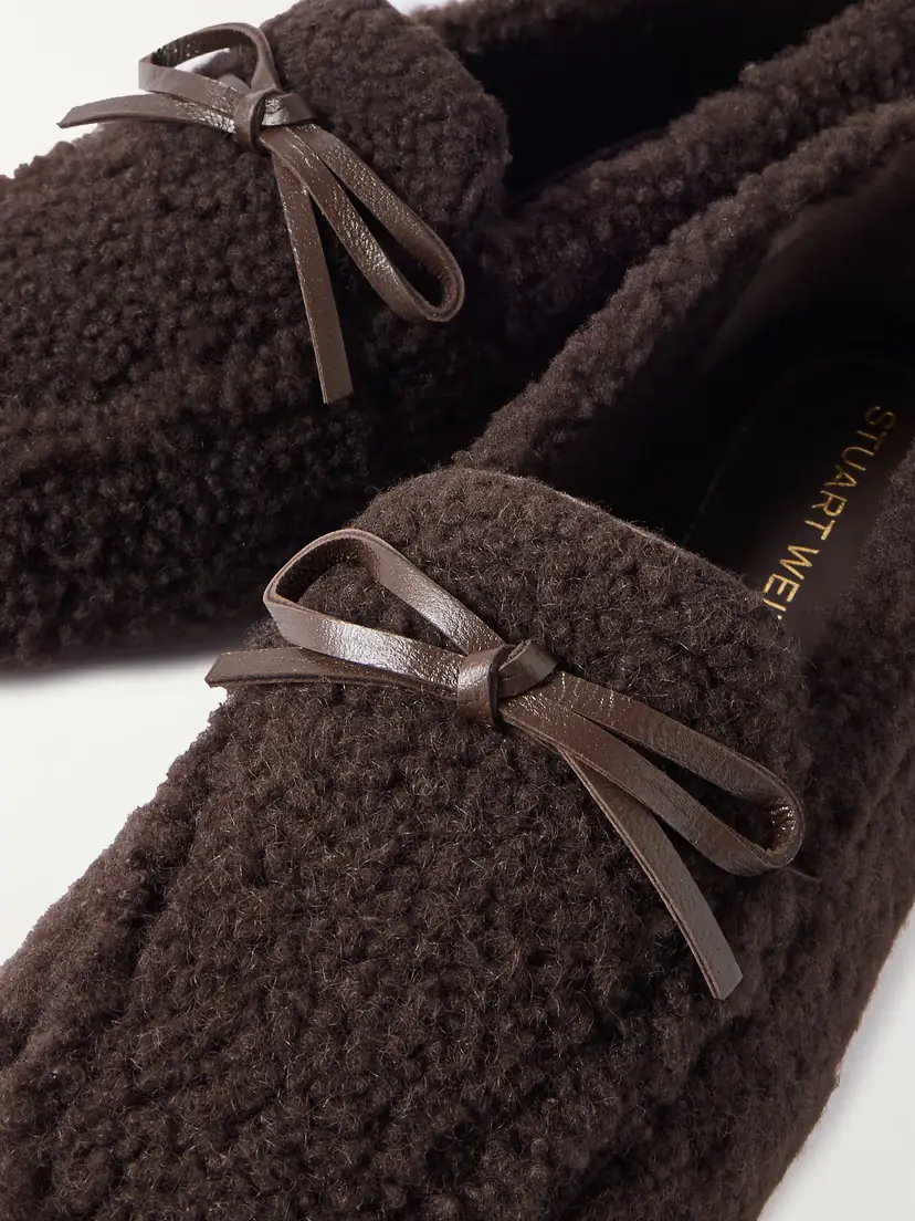 Stuart Weitzman Britt Bow Leather-trimmed Shearling Loafers | Thumbnail 4 Stuart Weitzman Britt Bow Leather-trimmed Shearling Loafers | Thumbnail 4