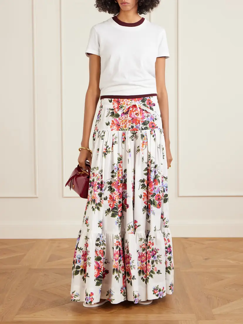 Dolce & Gabbana Pleated Tiered Floral-print Cotton-poplin Midi Skirt | Thumbnail 2 Dolce & Gabbana Pleated Tiered Floral-print Cotton-poplin Midi Skirt | Thumbnail 2
