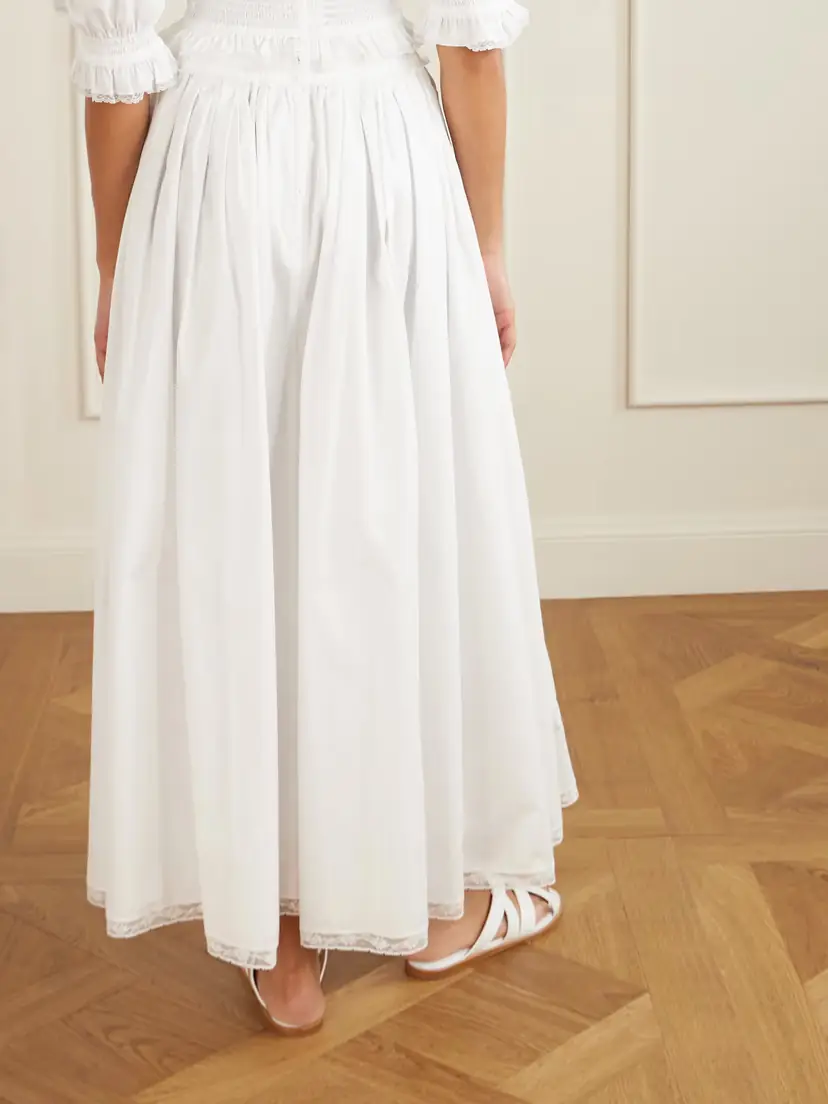 Dolce & Gabbana Pleated Cotton-blend Drawstring Maxi Skirt | Thumbnail 3