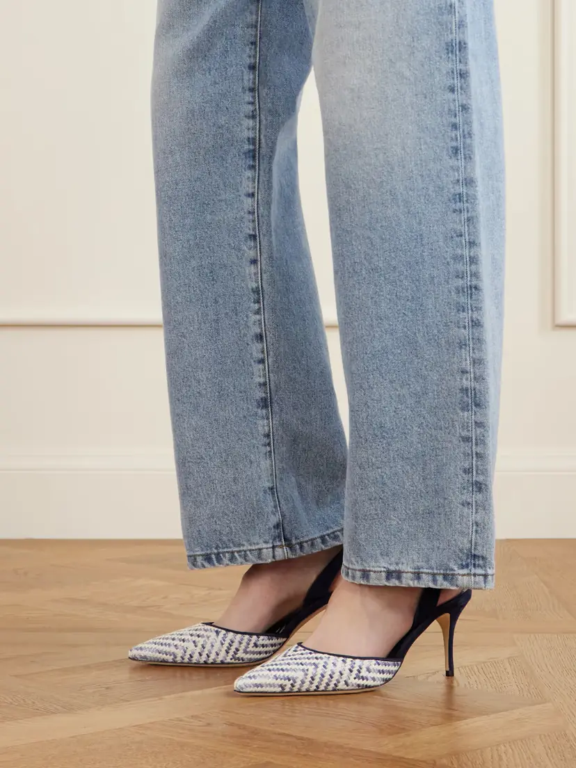 Manolo Blahnik Carolyne 70 Raffia Slingback Pumps | Thumbnail 2