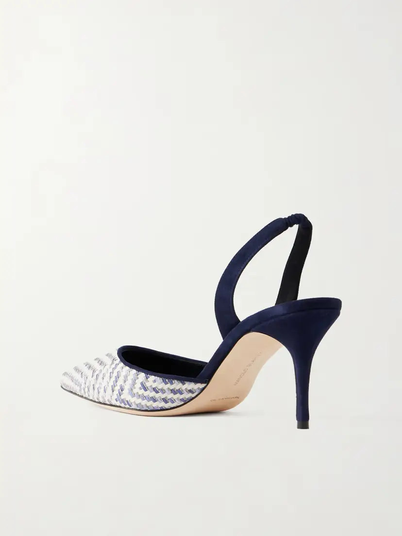 Manolo Blahnik Carolyne 70 Raffia Slingback Pumps | Thumbnail 3