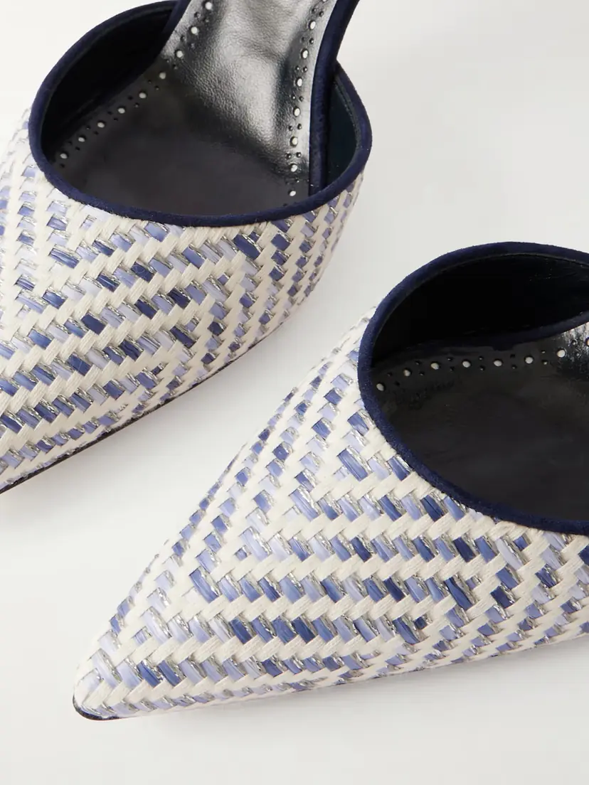 Manolo Blahnik Carolyne 70 Raffia Slingback Pumps | Thumbnail 5