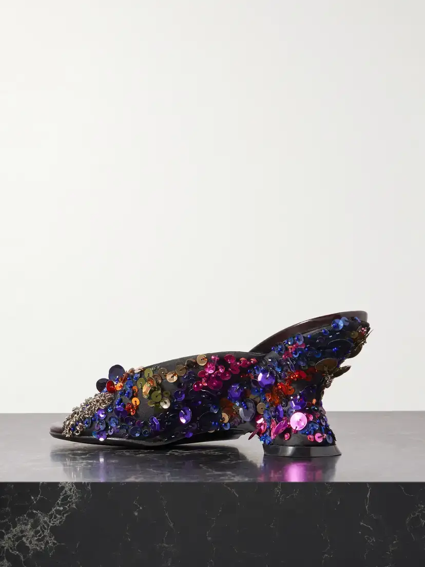 Dries Van Noten Embellished Satin Mules | Thumbnail 3