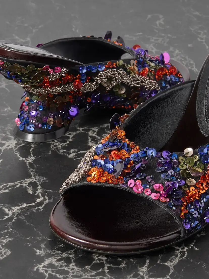 Dries Van Noten Embellished Satin Mules | Thumbnail 4