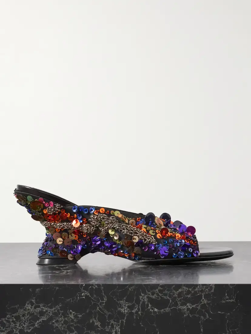 Embellished Satin Mules Embellished Satin Mules