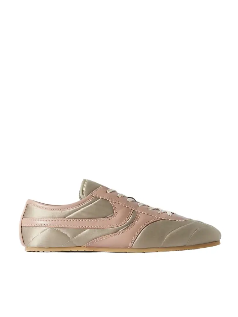 Dries Van Noten Leather-trimmed Paneled Satin Sneakers | Image 1 Dries Van Noten Leather-trimmed Paneled Satin Sneakers | Image 1