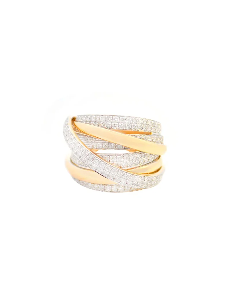 Wish Fine Jewelry 1.60ct Diamond 14K Gold Crossover Statement Ring