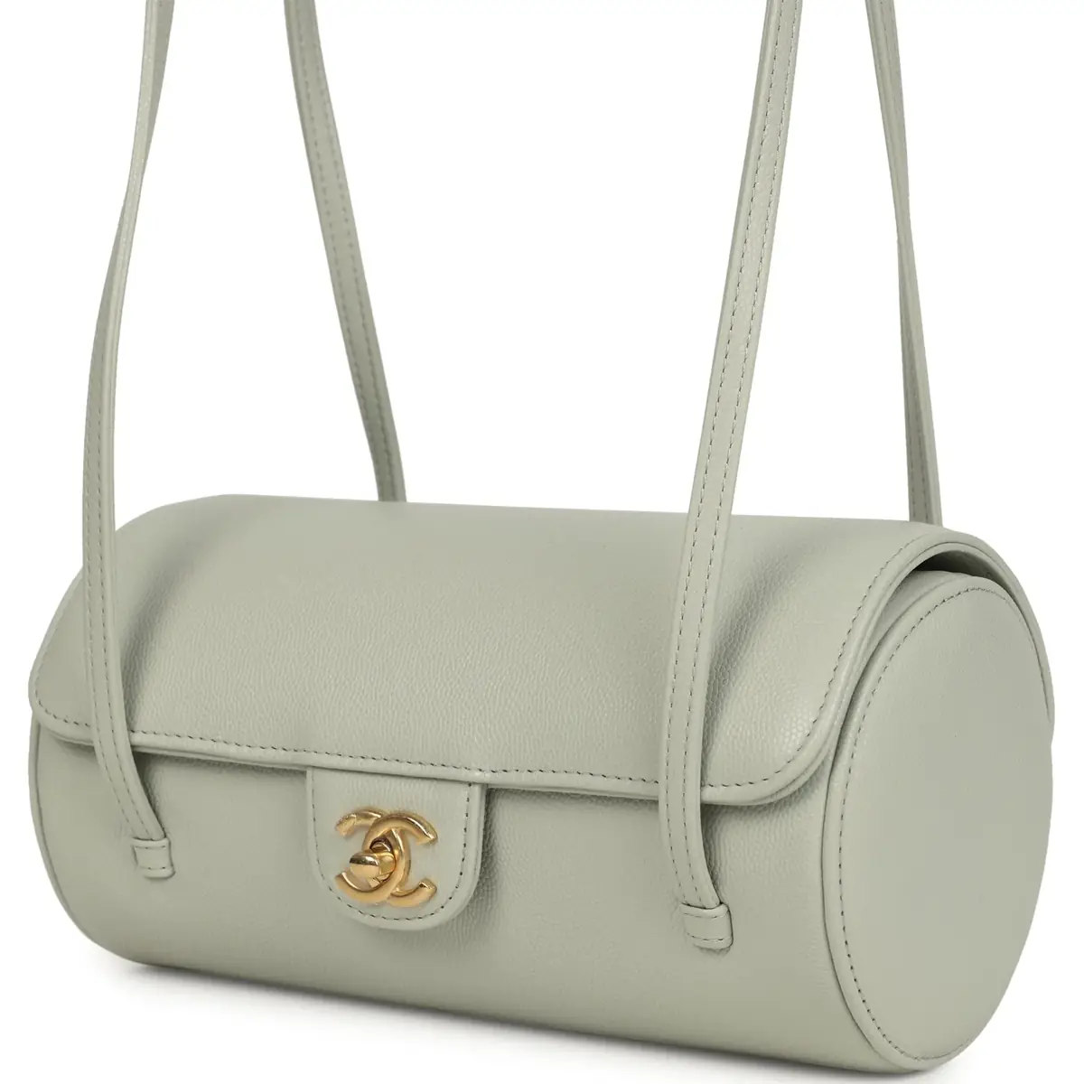 Chanel Chanel Preppy Coco Bowling Bag Light Green Shiny Caviar Brushed Gold Hardware | Thumbnail 5