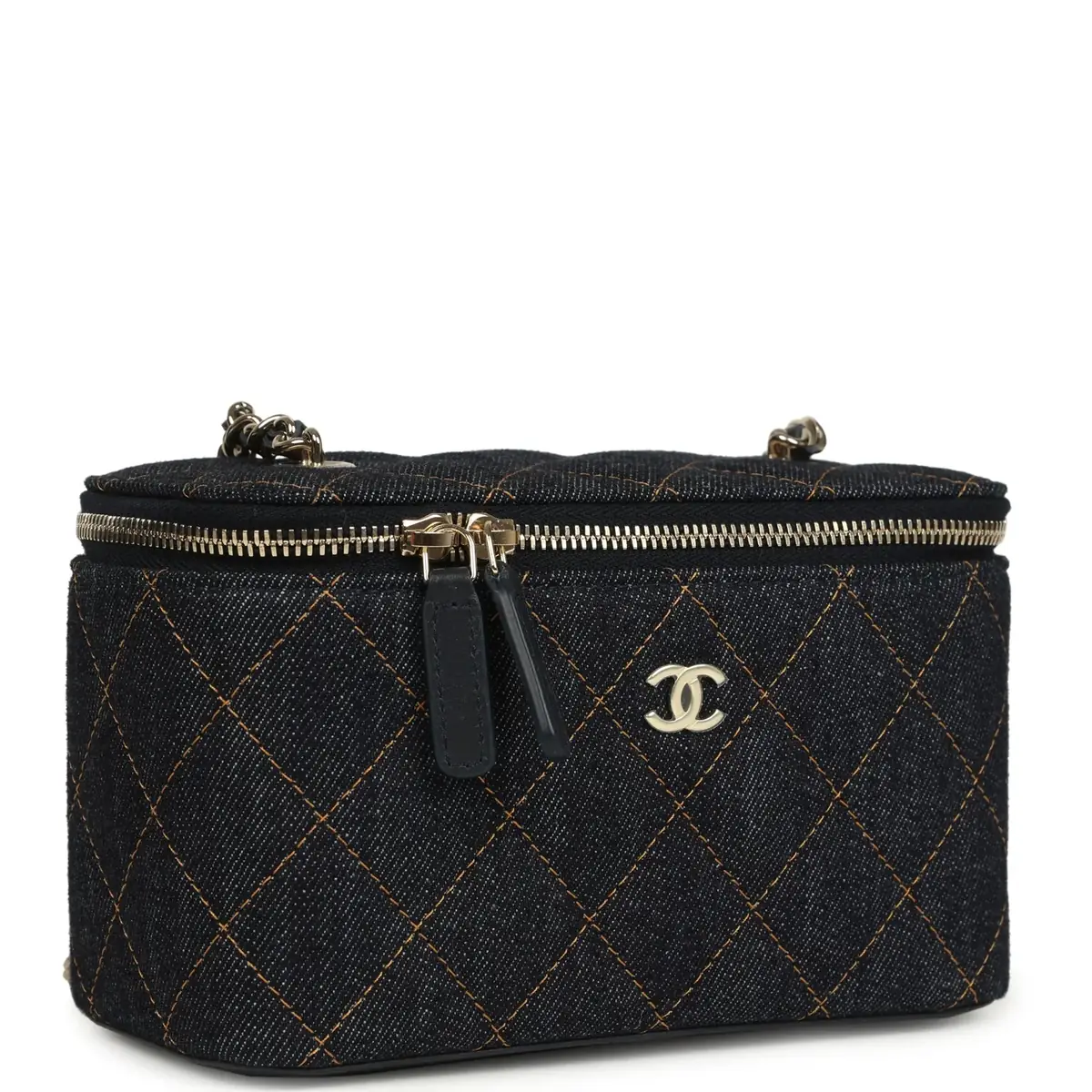 Chanel Chanel Small Classic Vanity Case Dark Blue Denim Light Gold Hardware | Thumbnail 2 Chanel Chanel Small Classic Vanity Case Dark Blue Denim Light Gold Hardware | Thumbnail 2