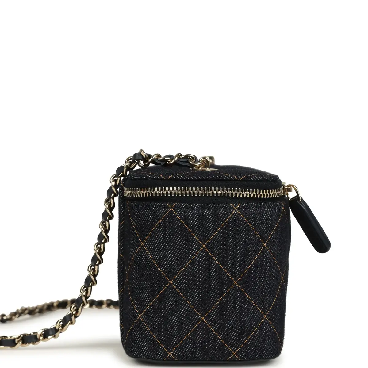 Chanel Chanel Small Classic Vanity Case Dark Blue Denim Light Gold Hardware | Thumbnail 3 Chanel Chanel Small Classic Vanity Case Dark Blue Denim Light Gold Hardware | Thumbnail 3