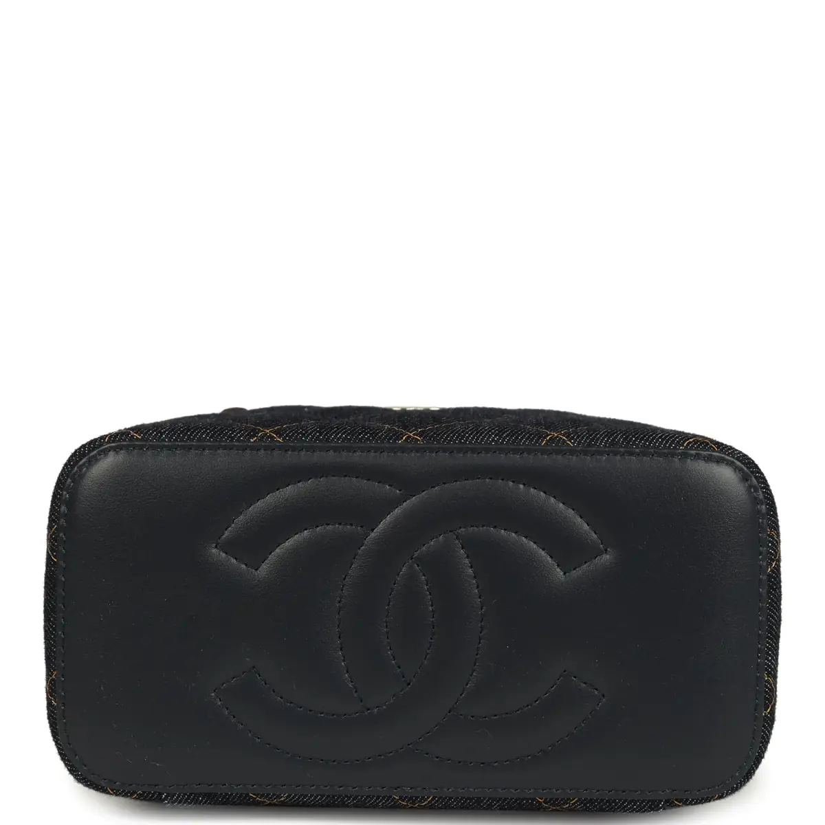 Chanel Chanel Small Classic Vanity Case Dark Blue Denim Light Gold Hardware | Thumbnail 6 Chanel Chanel Small Classic Vanity Case Dark Blue Denim Light Gold Hardware | Thumbnail 6