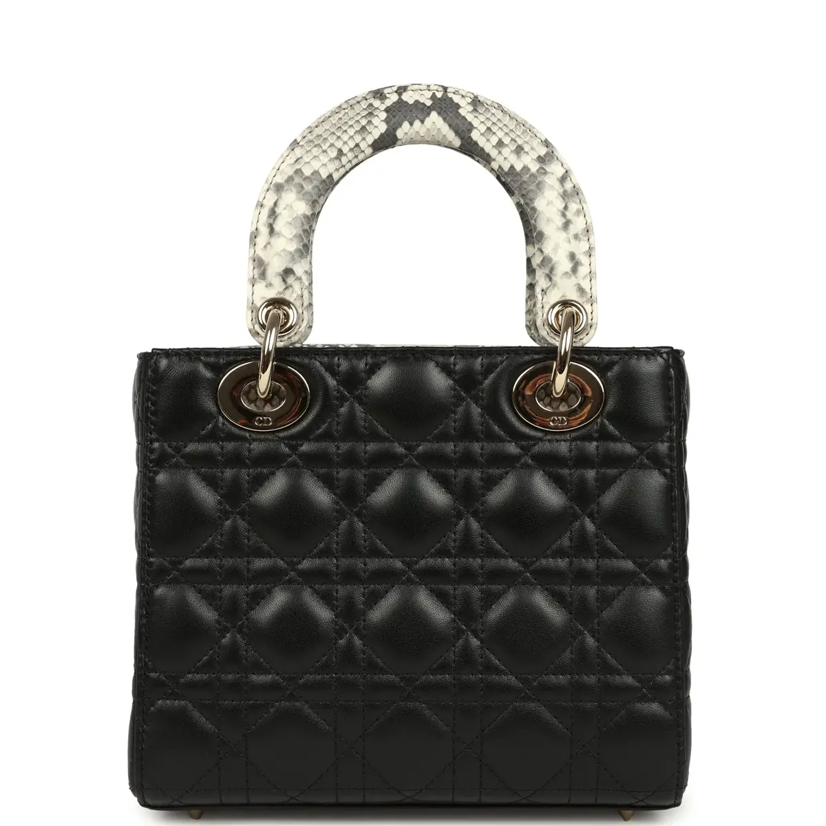 Dior Christian Dior Small Lady Dior Bag Black Cannage Lambskin and Multicolor Python Light Gold Hardware | Thumbnail 4