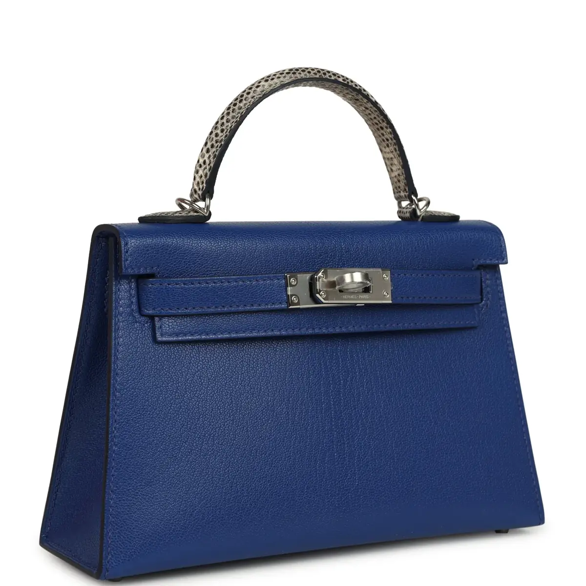 HERMÈS Hermes Kelly Sellier 20 Bleu Royal Chevre Chamkila and Ombre Varanus Salvator Lizard Touch Palladium Hardware | Thumbnail 2