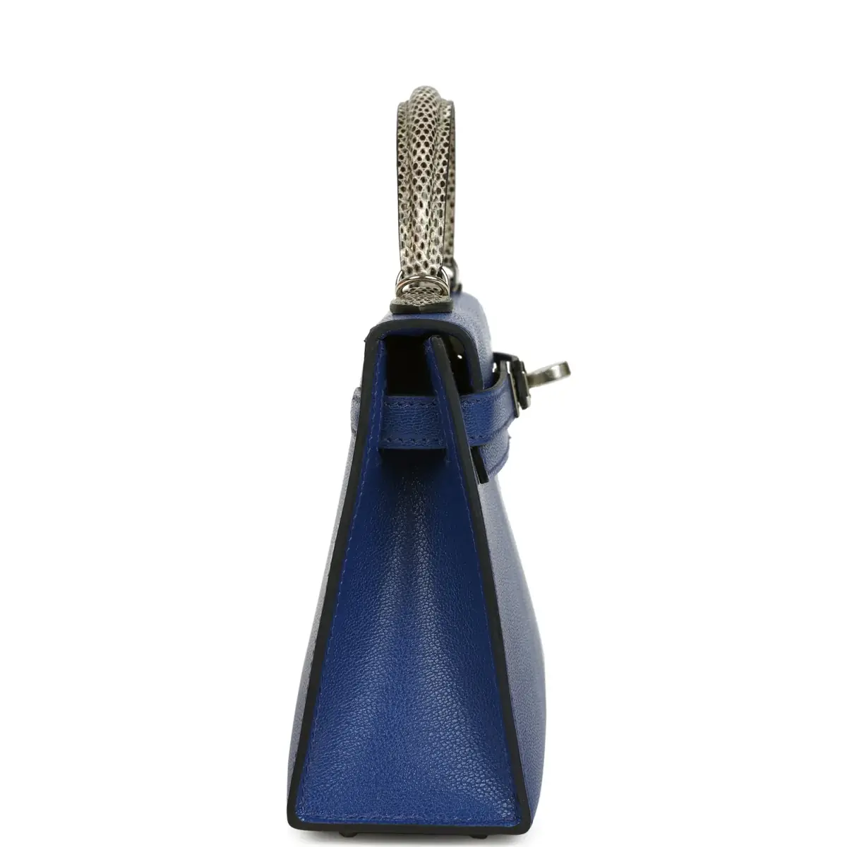 HERMÈS Hermes Kelly Sellier 20 Bleu Royal Chevre Chamkila and Ombre Varanus Salvator Lizard Touch Palladium Hardware | Thumbnail 3